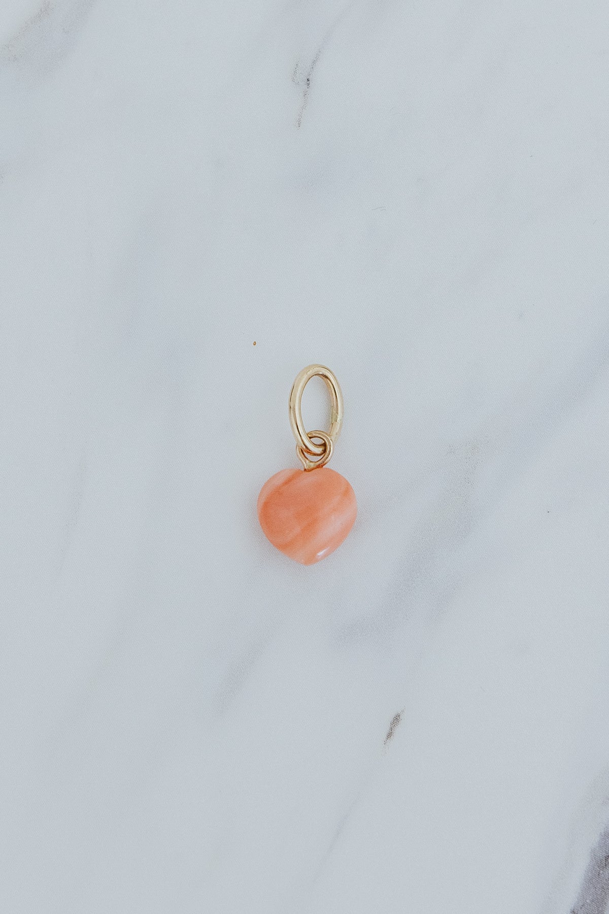 Necklace Charm - Pink Coral Puffed Heart