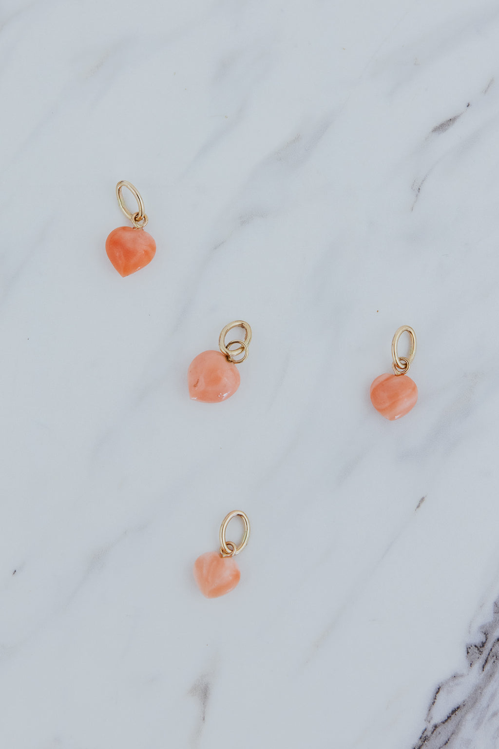 Necklace Charm - Pink Coral Puffed Heart