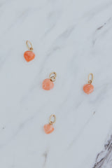 Necklace Charm - Pink Coral Puffed Heart thumbnail