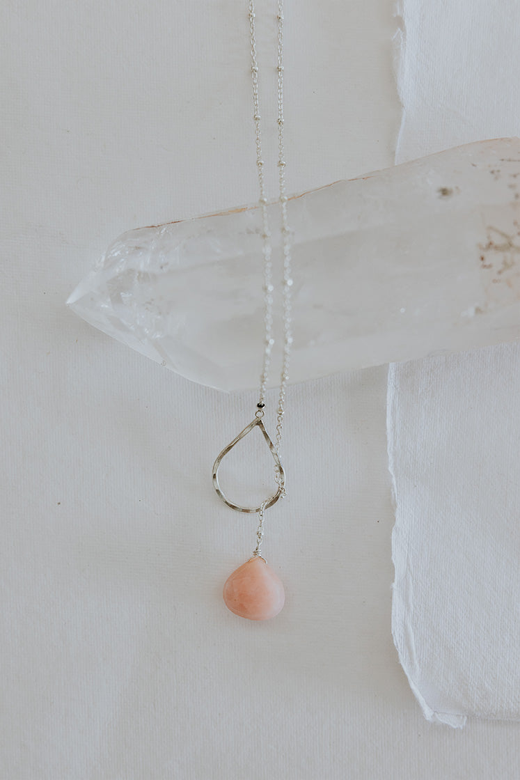 Lariat Necklace - Pink Opal