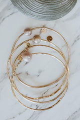 Ti Leaf Bangle - Pink Freshwater Pearl thumbnail