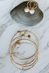 Ti Leaf Bangle - Pink Freshwater Pearl thumbnail