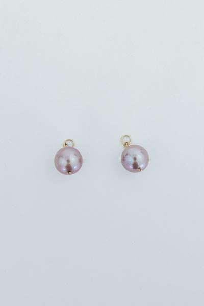 Wings Hawaii Pearl earring charms in solid 14k yellow gold. Fine jewelry handmade with aloha in Maui. Pink freshwater pearls. Made to pair with Charm Bar Mix + Match Hoop Earrings.