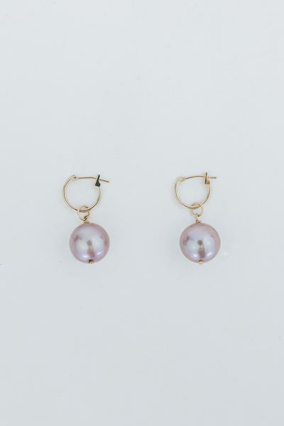wings hawaii sleeper hoop earrings with pink pearls in 14k yellow gold 