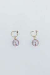 wings hawaii sleeper hoop earrings with pink pearls in 14k yellow gold  thumbnail