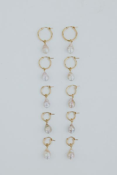 Charm Hoops - Teardrop Pink Pearl