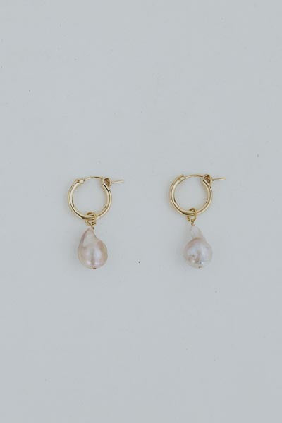 Charm Hoops - Teardrop Pink Pearl