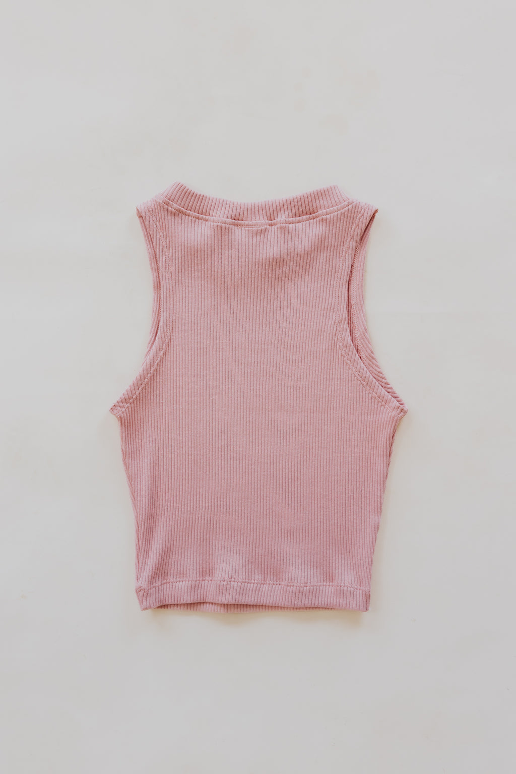 Wings Hawaii Ribbed Lexi Tank Top. Stretchy high neck cropped tank top in Rose pink. Designed in Maui, sewn in Bali. Sustainable, small batch, boho beachy chic women's apparel.