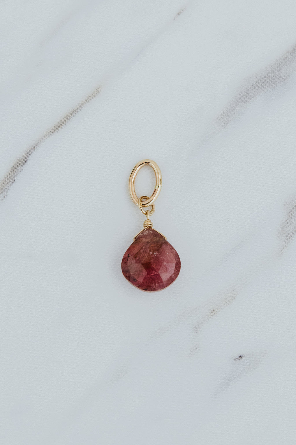 Wings Hawaii red / dark pink Tourmaline necklace charm in 14k gold-filled. Fine jewelry handcrafted in Maui. 