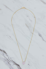 Wings Hawaii Single Stone Necklace with Pink tourmaline gemstone teardrop on 14k gold-filled chain. Fine jewelry handmade in Maui.  thumbnail