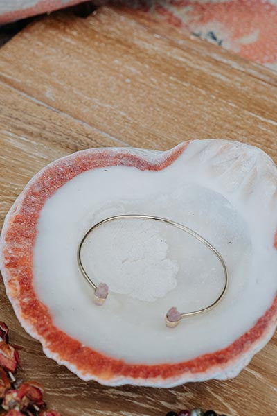 Banded Pink Tourmaline Cuff - 14k