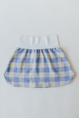 Plaid Flannel Mini Skirt - Cream & Blue thumbnail