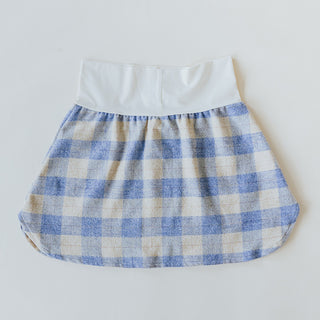 Plaid Flannel Mini Skirt - Cream & Blue