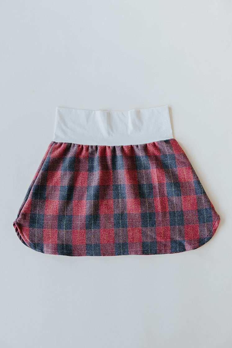Plaid Flannel Mini Skirt - Red & Grey