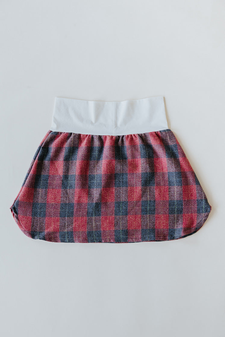 Plaid Flannel Mini Skirt - Red & Grey