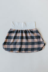 Plaid Flannel Mini Skirt - Peach & Grey thumbnail