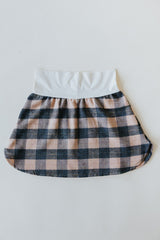 Plaid Flannel Mini Skirt - Peach & Grey thumbnail