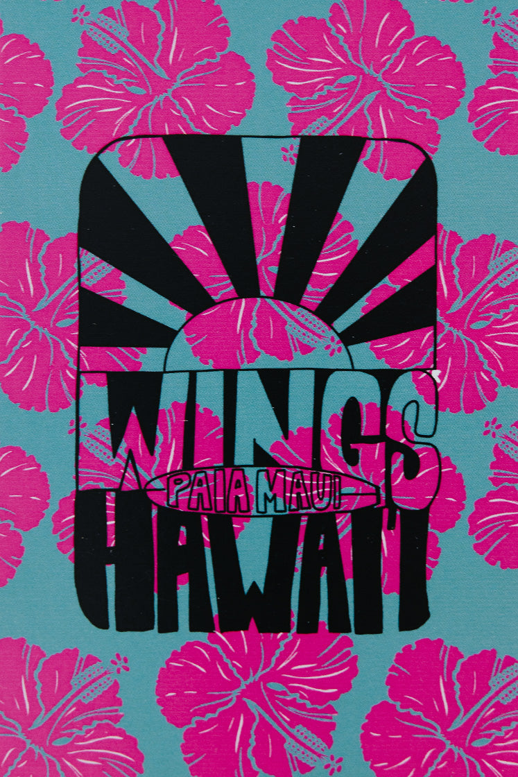 Wings Hawaii postcard - pink hibiscus