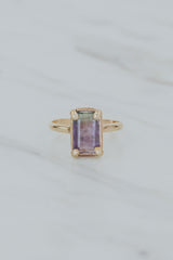 wings hawaii bi-color tourmaline green and purple gemstone ring in 14k gold-filled. Made in Maui fine jewelry.  thumbnail