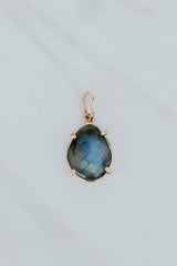 Wings Hawaii handcrafted labradorite necklace charm in 14k gold-filled. Charm Bar mix, match, customize your own charm necklace. Fine jewelry made in Maui. 
