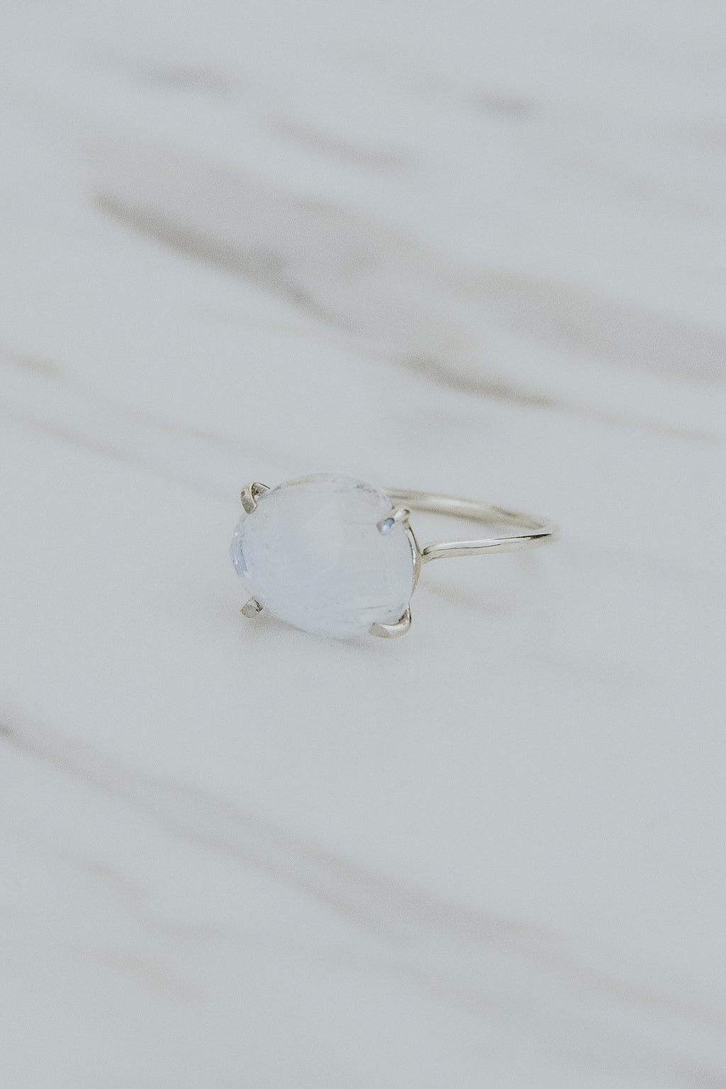 Wings Hawaii moonstone ring in sterling silver. Fine jewelry handmade in Maui. Size 7.5
