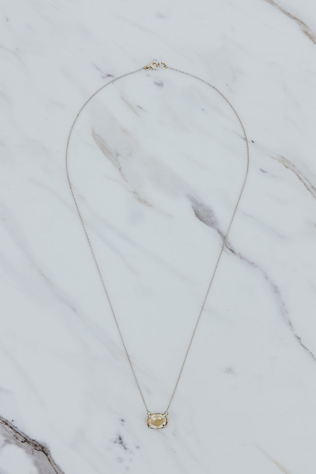 Prong Set Gemstone Necklace - Sunstone 14k WG