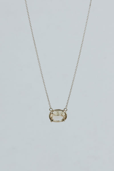 Prong Set Gemstone Necklace - Sunstone 14k WG