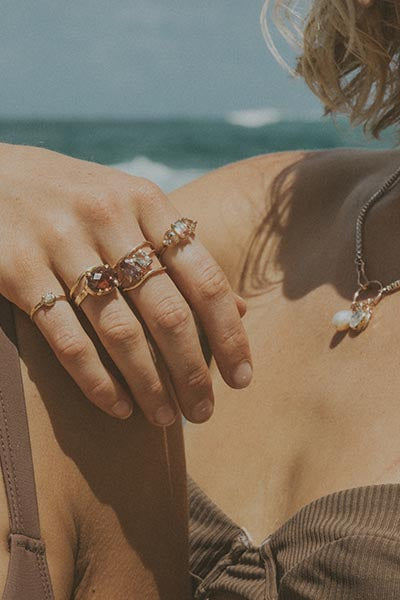 Wide Set Gemstone Ring - Pink Tourmaline | 14K