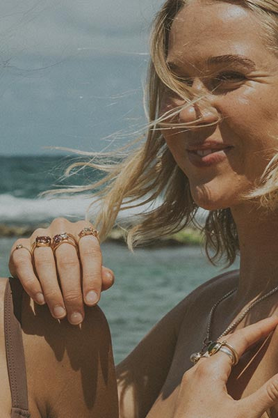 Wide Set Gemstone Ring - Pink Tourmaline | 14K