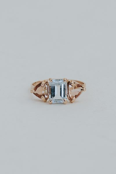 Trinity Ring - Aquamarine + Sunstone