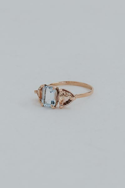 Trinity Ring - Aquamarine + Sunstone