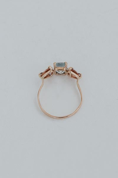 Trinity Ring - Aquamarine + Sunstone