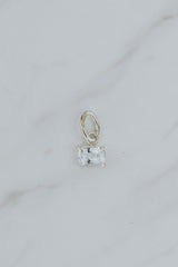 Wings Hawaii aquamarine necklace charm, prong-set in sterling silver. Fine jewelry handcrafted in Maui. Mix, match, customize modern charm jewelry at the Wings Hawaii Charm Bar.  thumbnail