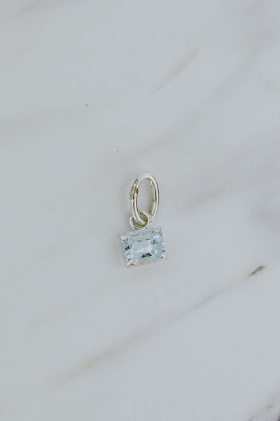 Necklace Charm - Prong Set Aquamarine | SS