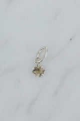 Wings Hawaii Sunstone necklace charm in sterling silver. Fine jewelry handmade in Maui. Charm Bar mix, match, customize modern charm necklaces made in Hawaii. 