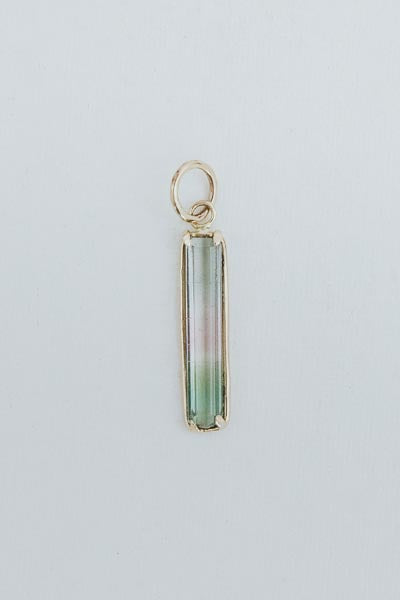 Tourmaline Column Charm | 14k