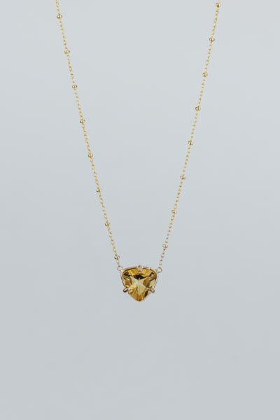 Prong Set Citrine Trillion Necklace