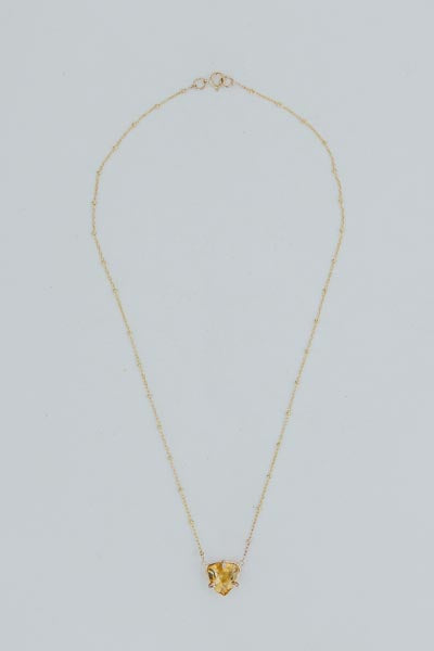 Prong Set Citrine Trillion Necklace