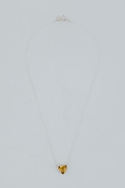 Prong Set Citrine Trillion Necklace