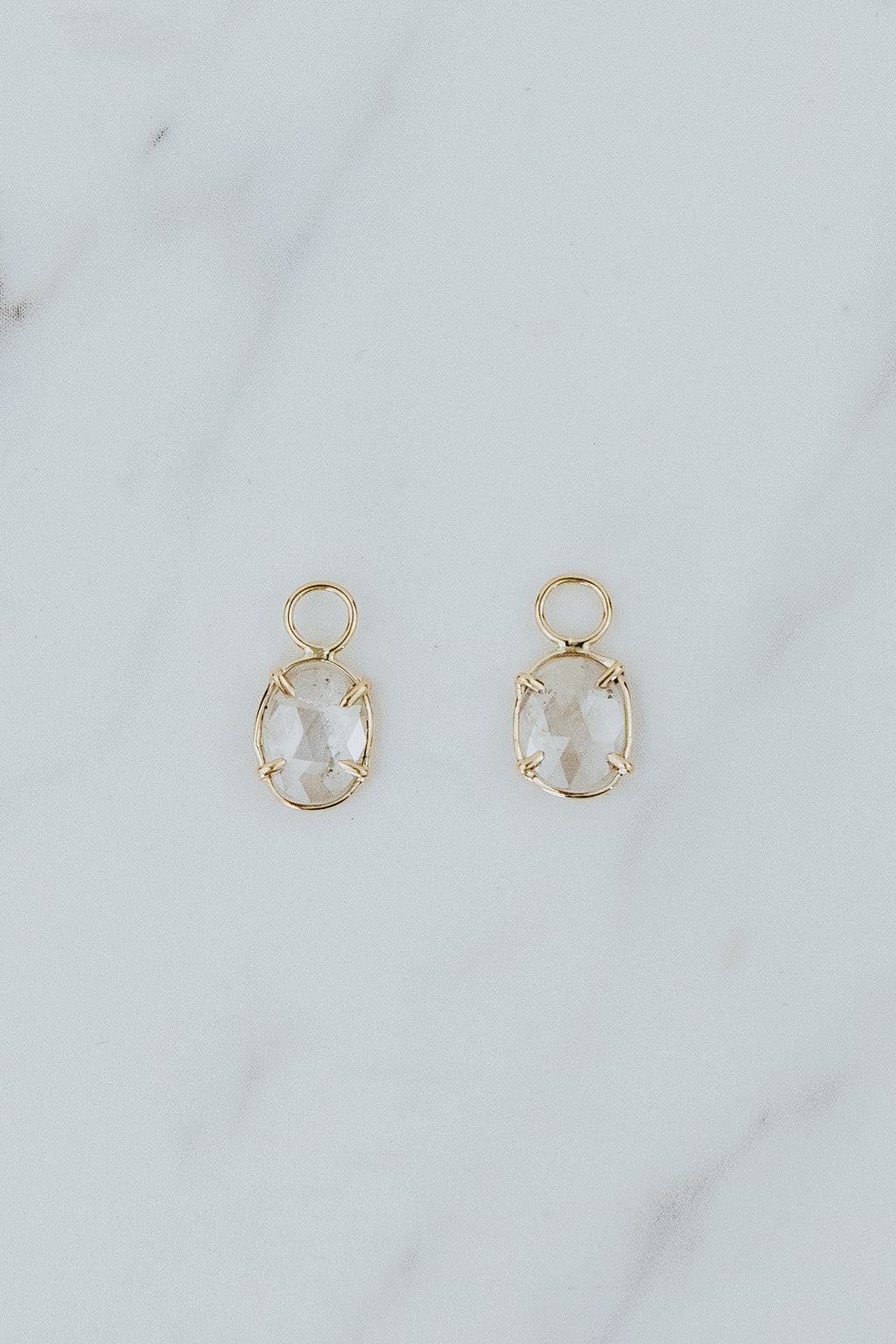 Wings Hawaii Arctic Diamond charms for hoop earrings in 14k yellow gold. Fine jewelry handmade in Maui. Modern, elevated charm earrings to mix, match, customize. 