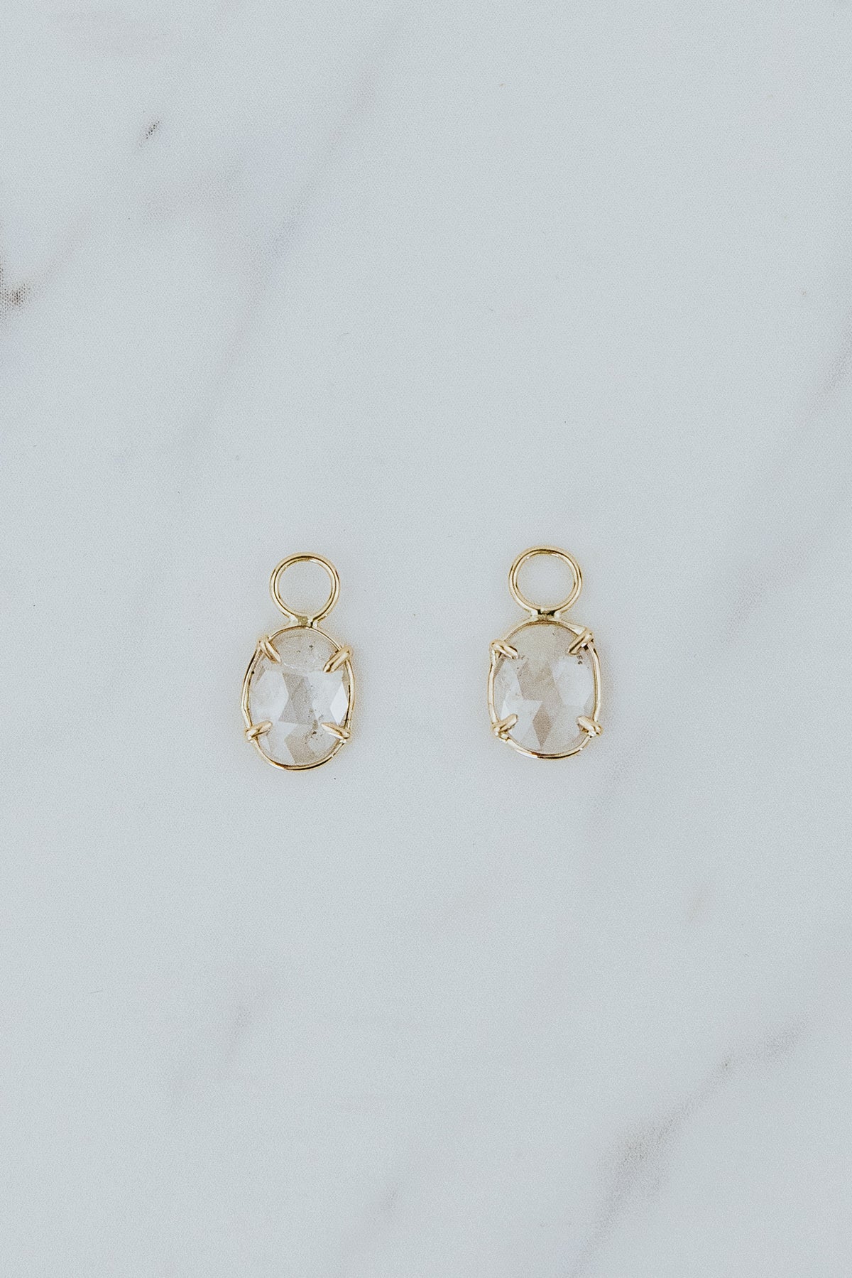 Wings Hawaii Arctic Diamond charms for hoop earrings in 14k yellow gold. Fine jewelry handmade in Maui. Modern, elevated charm earrings to mix, match, customize. 