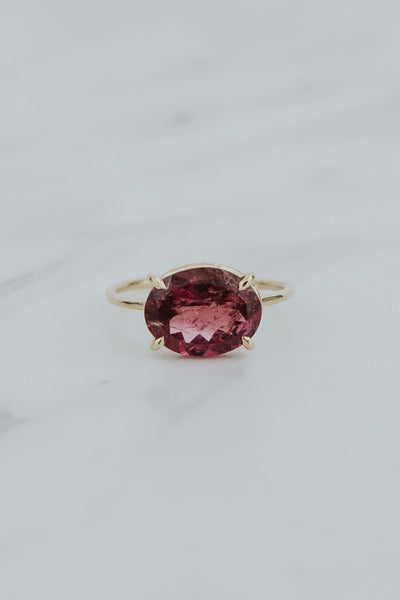 Halo Ring - Pink Tourmaline | 14k YG
