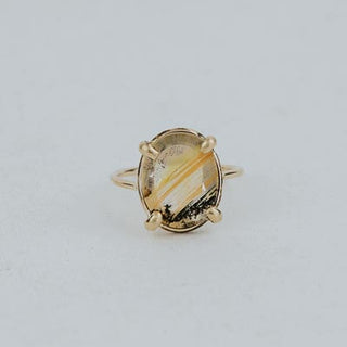 Oval Prong Set Ring - Montana Agate