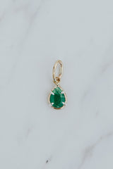 Wings Hawaii emerald green necklace charm in 14k gold-filled and sterling silver mixed metals. Fine jewelry handcrafted in Maui.  thumbnail