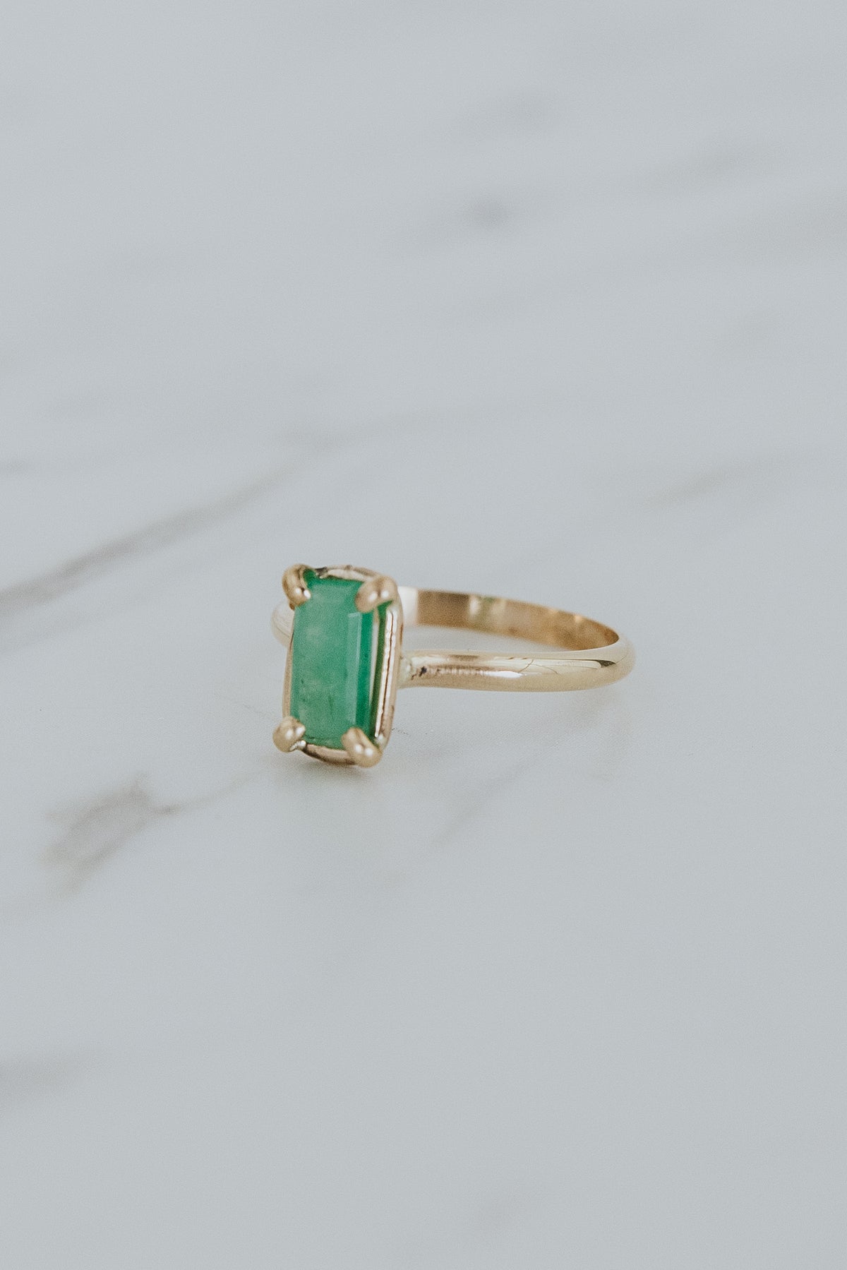 Wings Hawaii Emerald Venus Ring in 14k gold-filled. Fine jewelry handmade in Maui. 