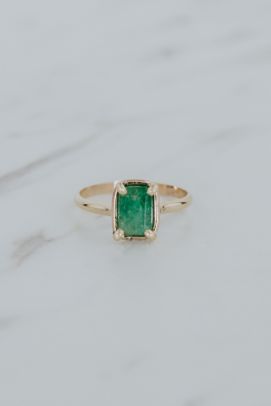 Wings Hawaii Emerald Venus Ring in 14k gold-filled. Fine jewelry handmade in Maui. 