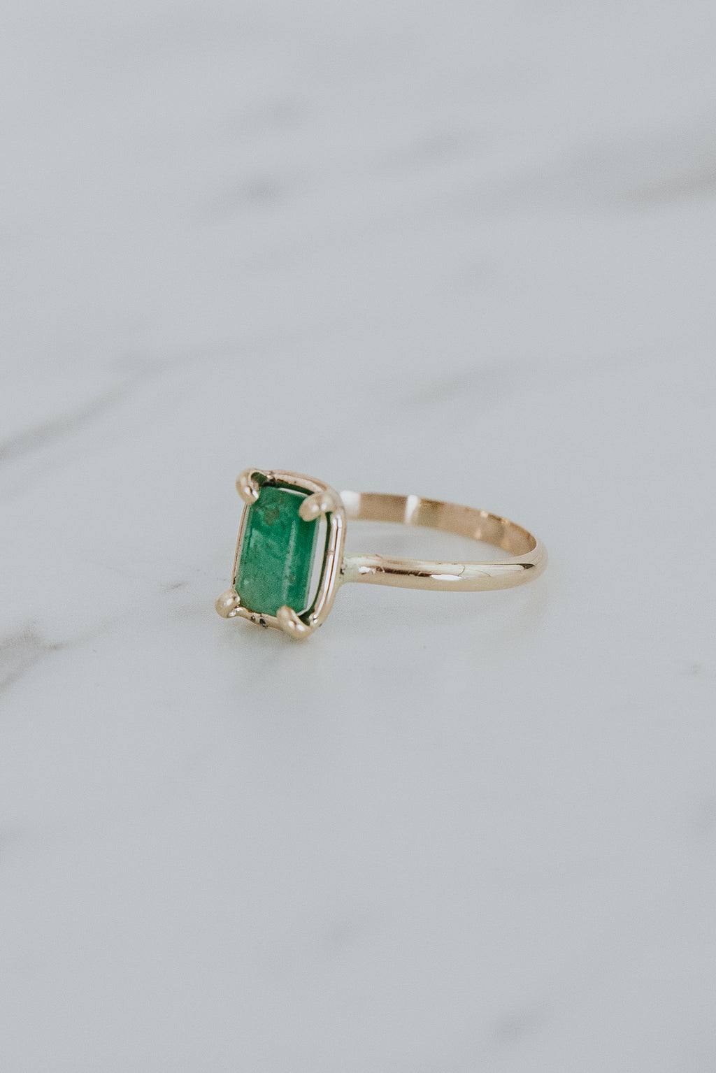 Wings Hawaii Emerald Venus Ring in 14k gold-filled. Fine jewelry handmade in Maui. 