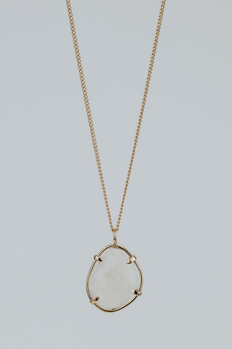 Rose Cut Gemstone Necklace - Moonstone 14k