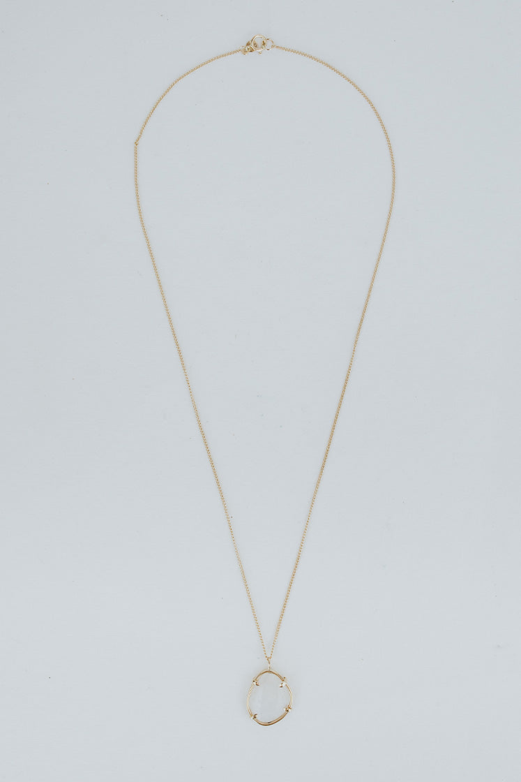 Rose Cut Gemstone Necklace - Moonstone 14k