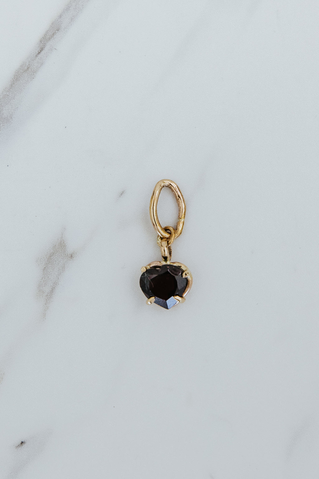 Heart Necklace Charm - Garnet | 14k YG